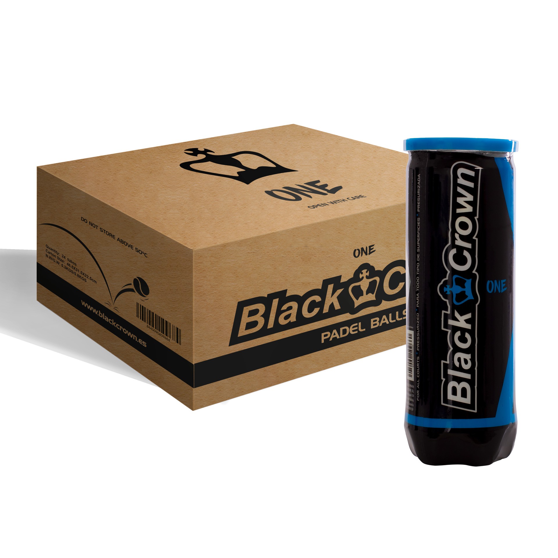 Caja 24 Botes De 3 Pelotas Padel Black Crown One - Imagen 2